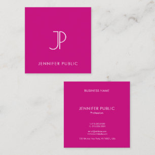 Moderne Elegante Viva Magenta Monogramm Initiale Quadratische Visitenkarte