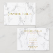 Moderne, elegante Vorlage aus weißem Gold-Text Visitenkarte (Vorne/Hinten)