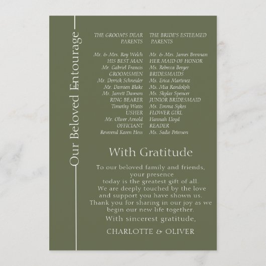 Moderne elegante Vorlage für Hochzeitsprogramme De (Rückseite)