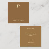 Moderne elegante Vorlage Gold Text Monogram Luxus Quadratische Visitenkarte (Vorne/Hinten)