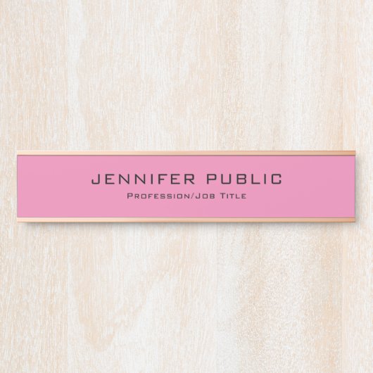 Moderne elegante Vorlage Trendy Best Pink Rose Gol Türschild (Vorderseite )