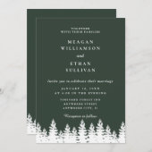 Moderne, elegante, waldgrüne Winterhochzeit Einladung (Vorne/Hinten)