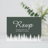Moderne, elegante, waldgrüne Winterhochzeit RSVP Karte (Stehend Vorderseite)