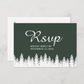 Moderne, elegante, waldgrüne Winterhochzeit RSVP Karte (Vorne/Hinten)