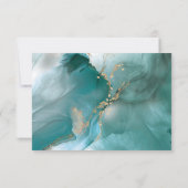 Moderne Elegante Wasserfarbe Aquamarin und Gold Dankeskarte (Rückseite)