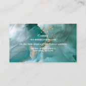Moderne Elegante Wasserfarbe Aquamarin und Gold Visitenkarte (Rückseite)