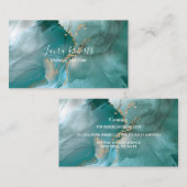 Moderne Elegante Wasserfarbe Aquamarin und Gold Visitenkarte (Vorne/Hinten)