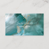 Moderne Elegante Wasserfarbe Aquamarin und Gold Visitenkarte (Vorderseite)