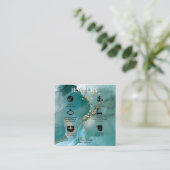 Moderne Elegante Wasserfarbe Aquamarine Juwelierpf Quadratische Visitenkarte (Stehend Vorderseite)