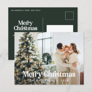 Moderne elegante Wasserfarbe-Botanik-Typografie Feiertagspostkarte