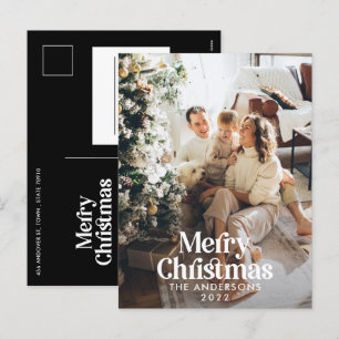  Moderne elegante Wasserfarbe-Botanik-Typografie H Feiertagspostkarte