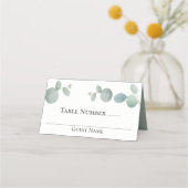 Moderne Elegante Wasserfarbe Eukalyptus Grüne Platzkarte (Vorderseite)