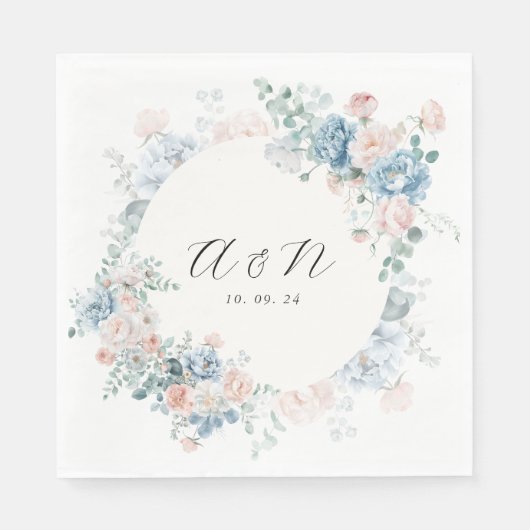 Moderne elegante Wasserfarbe Floral Monogramm Hoch Serviette (Vorderseite)