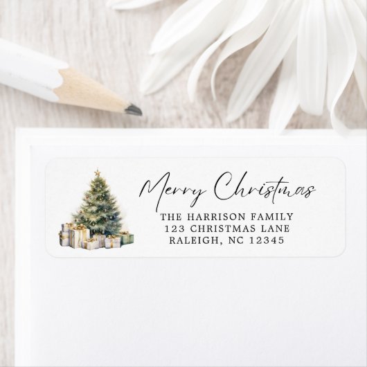 Moderne Elegante Wasserfarbe Frohe Weihnachtsbaum (Insitu)