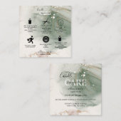 Moderne Elegante Wasserfarbe Grüne Kerzenpflege Quadratische Visitenkarte (Vorne/Hinten)