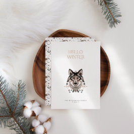 Moderne elegante Wasserfarbe Hallo Winter Non-Foto Folien Feiertagskarte