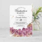 Moderne Elegante Wasserfarbe Rosa Orchid & Pampas Einladung (Stehend Vorderseite)