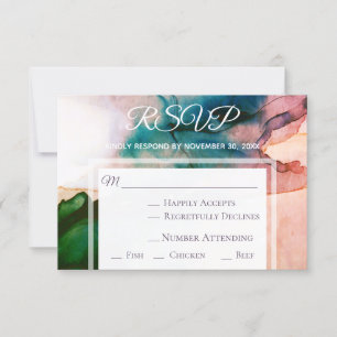 *~* Moderne elegante Wasserfarbe RSVP Hochzeit Karte