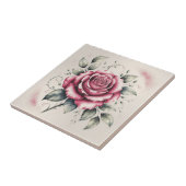 Moderne elegante Wasserfarbe schöne rosa Rose Fliese (Seite)
