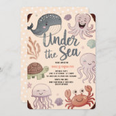 Moderne, elegante Wasserfarbe unter dem Meeresgebu Einladung (Vorne/Hinten)
