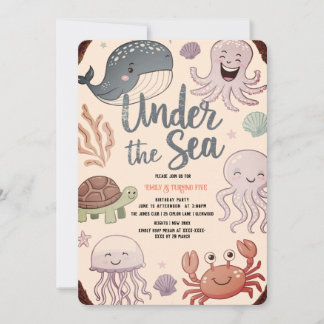 Moderne, elegante Wasserfarbe unter dem Meeresgebu Einladung