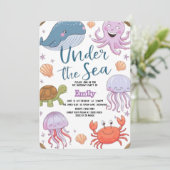 Moderne, elegante Wasserfarbe unter dem Meeresgebu Einladung (Stehend Vorderseite)