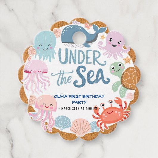 Moderne, elegante Wasserfarbe unter dem Meeresgebu Geschenkanhänger (Vorderseite)