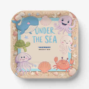 Moderne, elegante Wasserfarbe unter dem Meeresgebu Pappteller