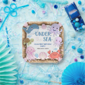 Moderne, elegante Wasserfarbe unter dem Meeresgebu Pappteller (Party)