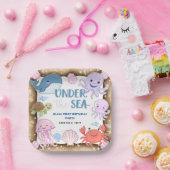 Moderne, elegante Wasserfarbe unter dem Meeresgebu Pappteller (Party)