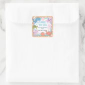 Moderne, elegante Wasserfarbe unter dem Meeresgebu Quadratischer Aufkleber (Tasche)