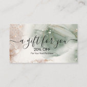 Moderne elegante Wasserfarben Grün und Gold Rabattkarte (Vorderseite)