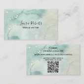 Moderne elegante Wasserfarben Grün und Gold Visitenkarte (Vorne/Hinten)