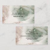 Moderne elegante Wasserfarben Grün und Gold Visitenkarte (Vorne/Hinten)