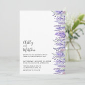 Moderne elegante Wasserfarben Lila Blumenhochzeit Einladung (Stehend Vorderseite)