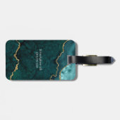 Moderne Elegante Wasserfarben Marble Geode Aquamar Gepäckanhänger (Rückseite horizontal)