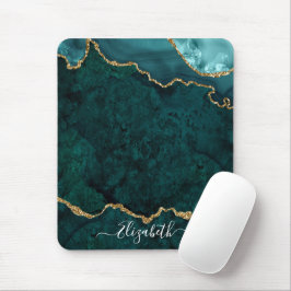 Moderne Elegante Wasserfarben Marble Geode Aquamar Mousepad