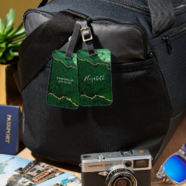 Moderne elegante Wasserfarben Marble Geode Green G Gepäckanhänger