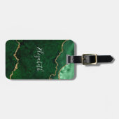 Moderne elegante Wasserfarben Marble Geode Green G Gepäckanhänger (Vorderseite horizontal)