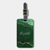 Moderne elegante Wasserfarben Marble Geode Green G Gepäckanhänger (Vorderseite vertikal)