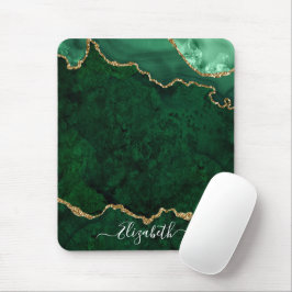 Moderne elegante Wasserfarben Marble Geode Green G Mousepad