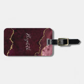 Moderne Elegante Wasserfarben Marble Geode Rose Go Gepäckanhänger (Vorderseite horizontal)