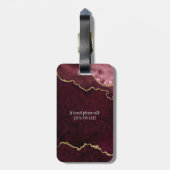 Moderne Elegante Wasserfarben Marble Geode Rose Go Gepäckanhänger (Rückseite vertikal)