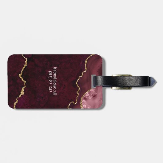 Moderne Elegante Wasserfarben Marble Geode Rose Go Gepäckanhänger (Rückseite horizontal)