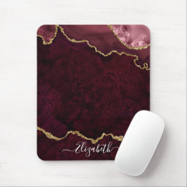 Moderne Elegante Wasserfarben Marble Geode Rose Go Mousepad