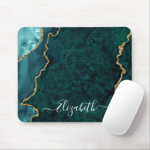 Moderne elegante Wasserfarben Marmorplatte Aquamar Mousepad