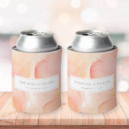 Moderne Elegante Wasserfarben Peach Floral Wedding Dosenkühler