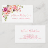 Moderne Elegante Wasserfarben Rosa Blumen Visitenkarte (Vorne/Hinten)
