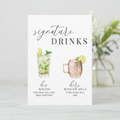 Moderne Elegante Wasserfarben Signature Drinks Zei (Stehend Vorderseite)