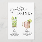 Moderne Elegante Wasserfarben Signature Drinks Zei (Vorderseite)